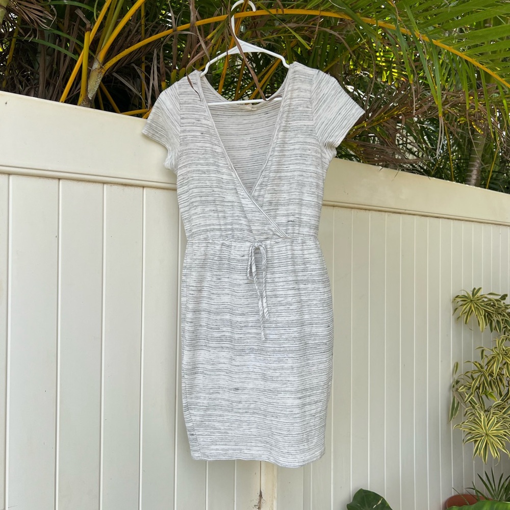 SMALL Gray White Striped Dress